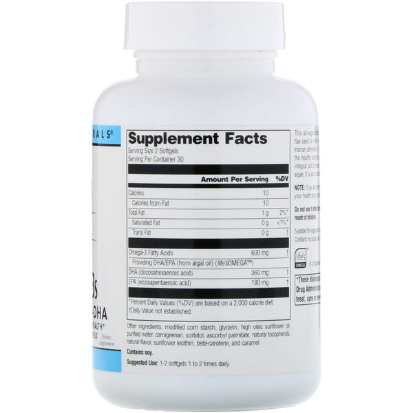 Source Naturals, Vegan Omega-3S, Non-Fish EPA-DHA, 300 mg, 60 Vegan Softgels - The Supplement Shop