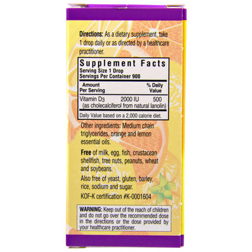 Bluebonnet Nutrition, Liquid Vitamin D3 Drops, Citrus, 50 mcg (2,000 IU), 1 fl oz (30 ml)