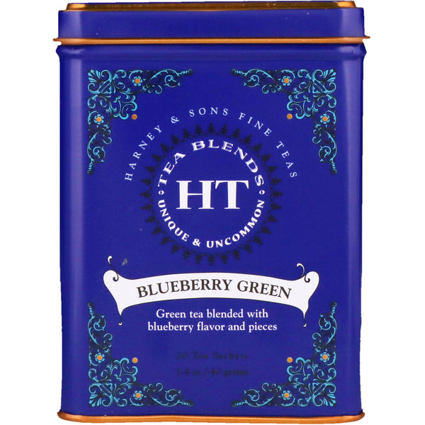 Harney & Sons, HT Tea Blend, Blueberry Green, 20 Sachets, 1.4 oz (40 g) - The Supplement Shop