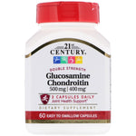 21st Century, Glucosamine / Chondroitin, Double Strength, 500 mg / 400 mg, 60 Easy to Swallow Capsules - The Supplement Shop
