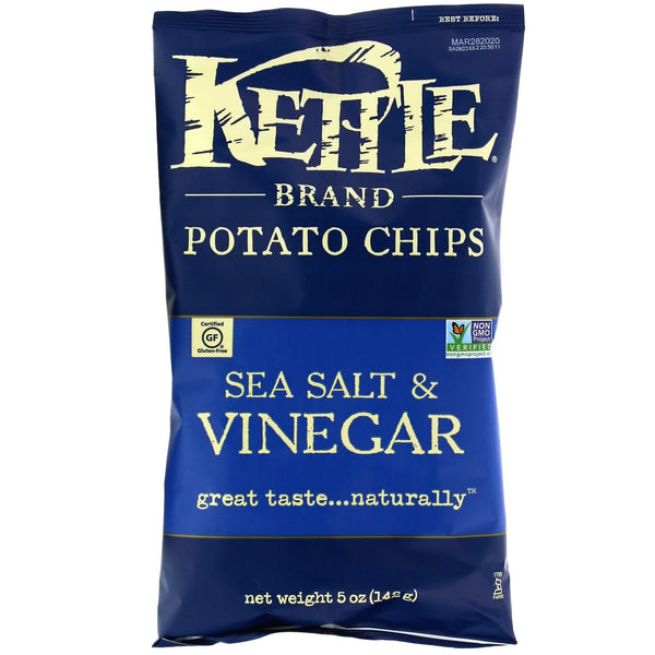 Kettle Foods, Potato Chips, Sea Salt & Vinegar, 5 oz (142 g) - The Supplement Shop