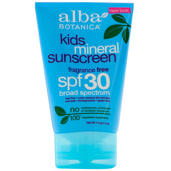 Alba Botanica, Mineral Sunscreen, Kids, SPF 30, 4 oz (113 g) - The Supplement Shop