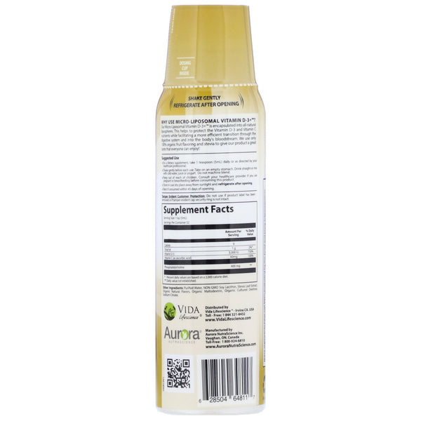 Aurora Nutrascience, Micro-Liposomal Vitamin D-3+, Organic Fruit Flavor, 3,000 IU, 5.4 fl oz (160 ml) - The Supplement Shop