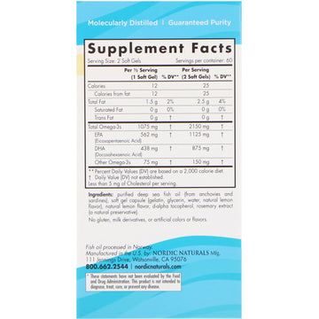 Nordic Naturals, Ultimate Omega® 2X, Lemon, 120 Soft Gels (1,075 mg per Soft Gel)
