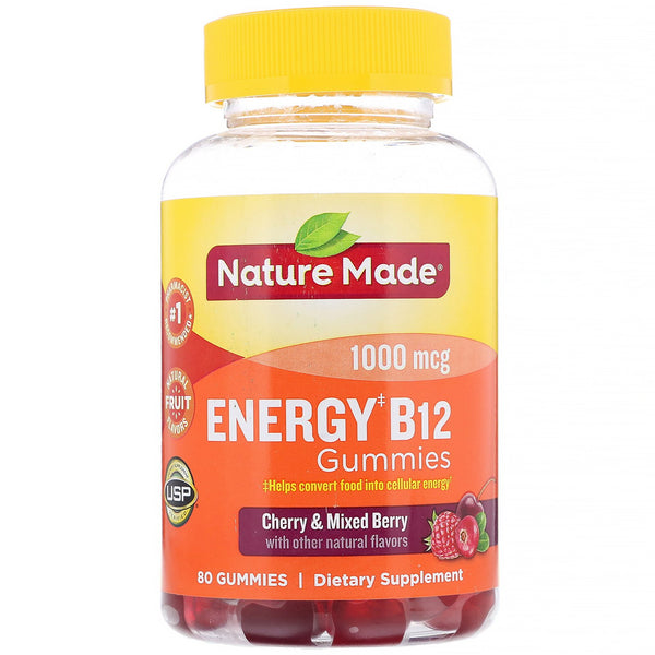 Nature Made, Energy B12 Gummies, Cherry & Mixed Berry, 1000 mcg, 80 Gummies - The Supplement Shop