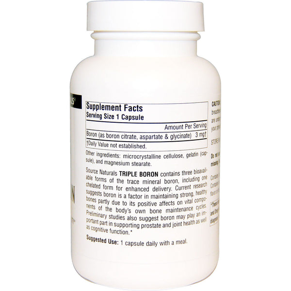 Source Naturals, Triple Boron, 3 mg, 200 Capsules - The Supplement Shop
