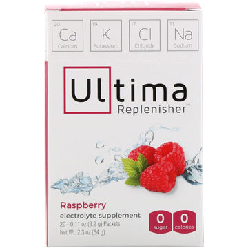 Ultima Replenisher, Electrolyte Supplement, Raspberry, 20 Sachets, 0.11 oz (3.2 g) Each