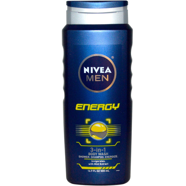 Nivea, Men 3-in-1 Body Wash, Energy, 16.9 fl oz (500 ml) - The Supplement Shop