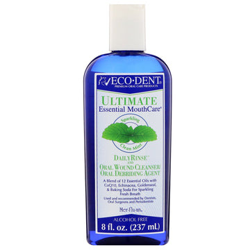 Eco-Dent, Ultimate Essential MouthCare, Daily Rinse & Oral Wound Cleanser, Sparkling Clean Mint, 8 fl oz (237 ml)