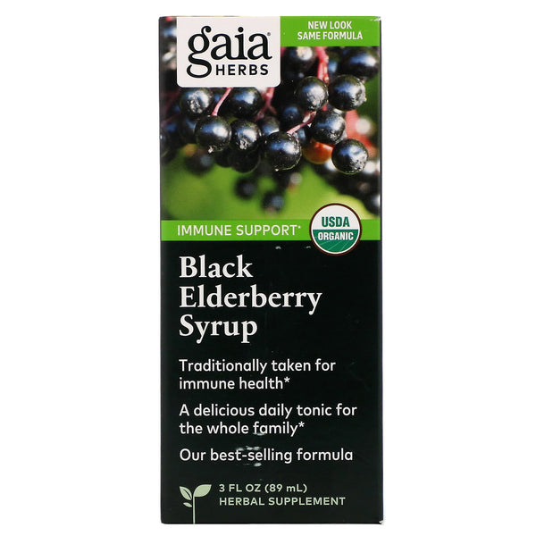 Gaia Herbs, Black Elderberry Syrup, 3 fl oz (89 ml) - The Supplement Shop