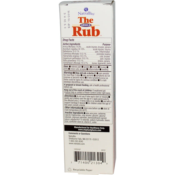 NatraBio, The Arnica Rub, 4 oz (114 g) - The Supplement Shop