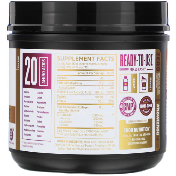 Zhou Nutrition, Collagen Active, Black Berry Cherry, 13.8 oz (378 g) - The Supplement Shop