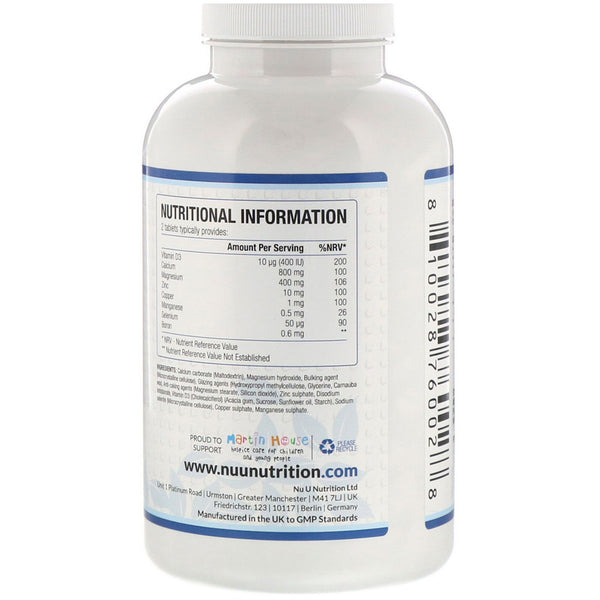 Nu U Nutrition, Calcium, Magnesium, Zinc & Vitamin D Complex, 365 Vegetarian Tablets - The Supplement Shop