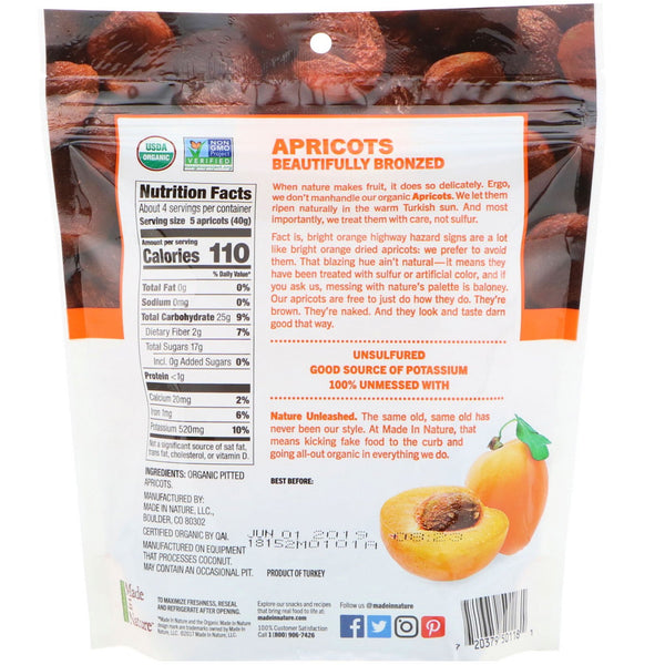 Made in Nature, Organic Dried Apricots, In The Buff Supersnacks, 6 oz (170 g) - The Supplement Shop