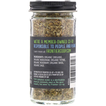 Frontier Co-op, Organic Italian Seasoning with Mediterranean Oregano, 0.64 oz (18 g)