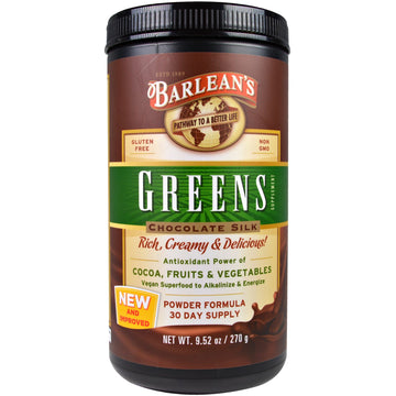 Barlean's, Greens, Powder Formula, Chocolate Silk, 9.52 oz (270 g)