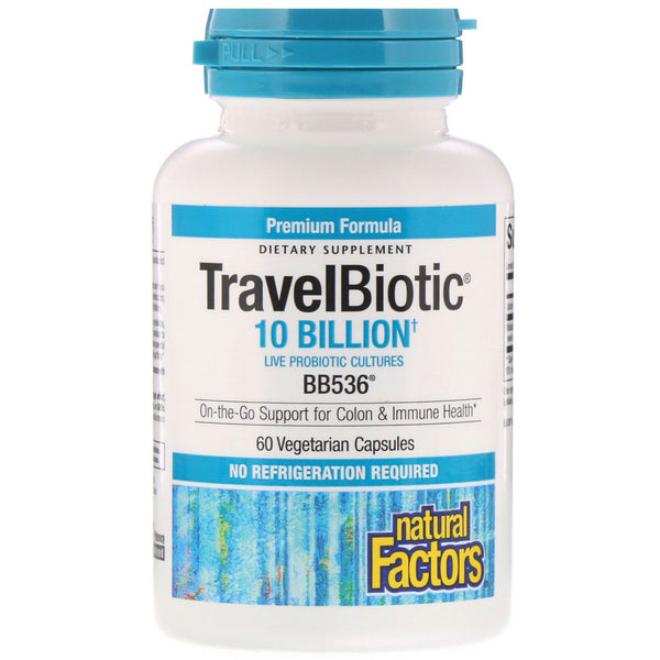 Natural Factors, Travel Biotic, BB536, 10 Billion Active Cells, 60 Vegetarian Capsules - The Supplement Shop