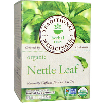 Traditional Medicinals, Herbal Teas, Organic Nettle Leaf Herbal Tea, Naturally Caffeine Free, 16 Wrapped Tea Bags, 1.13 oz (32 g)