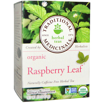 Traditional Medicinals, Relaxation Teas, Organic Raspberry Leaf, Naturally Caffeine Free, 16 Wrapped Tea Bags, .85 oz (24 g)