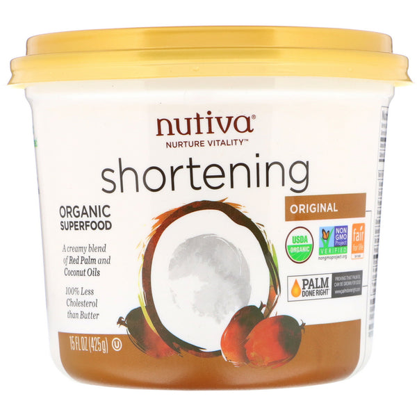 Nutiva, Organic Shortening, Original, Red Palm and Coconut Oils, 15 oz (425 g) - The Supplement Shop