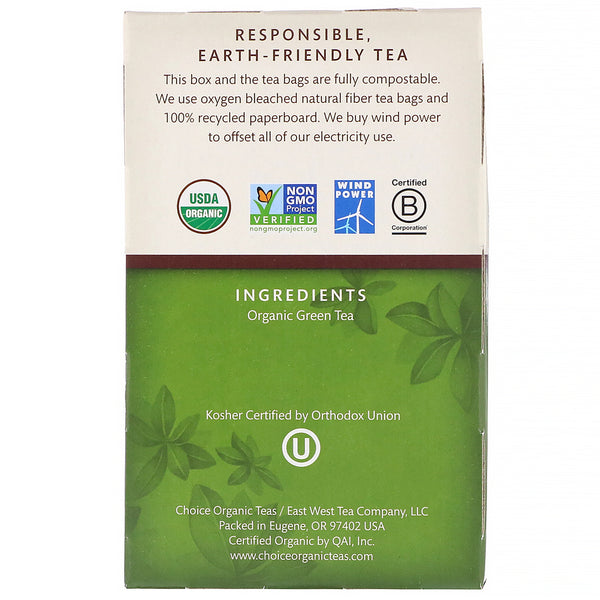 Choice Organic Teas, Organic, Green Tea, Premium Japanese Green, 16 Tea Bags, 1.12 oz (32 g) - The Supplement Shop