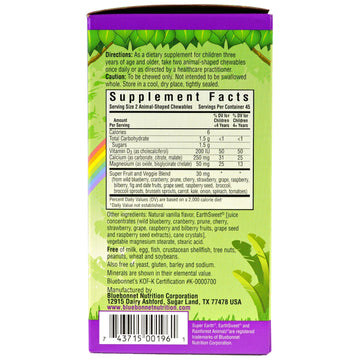 Bluebonnet Nutrition, Super Earth, Rainforest Animalz, Calcium Magnesium & Vitamin D3, Natural Vanilla Frosting Flavor, 90 Animal-Shaped Chewables