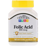 21st Century, Folic Acid, 800 mcg, 180 Easy to Swallow Tablets - The Supplement Shop