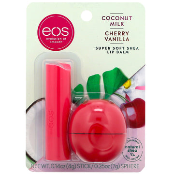 EOS, Super Soft Shea Lip Balm, Coconut Milk & Cherry Vanilla, 2 Pack, 0.39 oz (11 g)