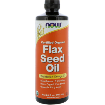 Now Foods, Certified Organic Flax Seed Oil, 24 fl oz (710 ml)