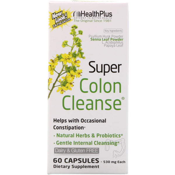 Health Plus, Super Colon Cleanse, 530 mg, 60 Capsules - The Supplement Shop