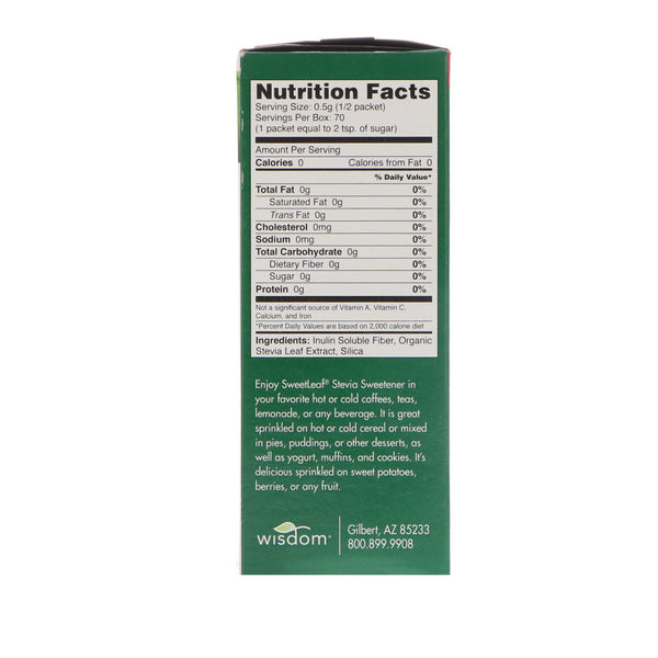 Wisdom Natural, SweetLeaf, Natural Stevia Sweetener, 35 Packets, 1.25 oz - The Supplement Shop