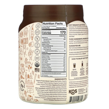 KOS, Organic Plant Protein, Chocolate, 1.3 lb (585 g)