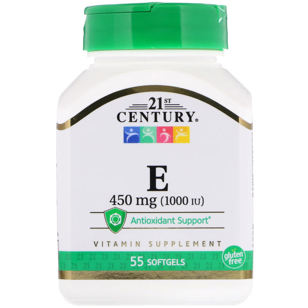 21st Century, E, 450 mg (1,000 IU), 55 Softgels - The Supplement Shop