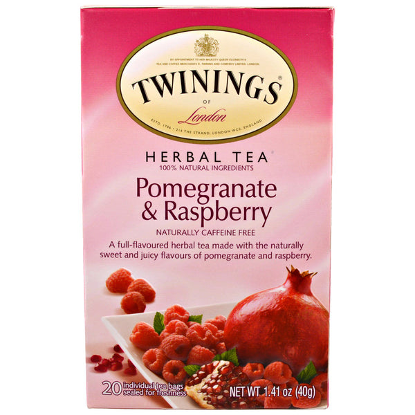 Twinings, Herbal Tea, Pomegranate & Raspberry, Caffeine Free, 20 Tea Bags, 1.41 oz (40 g) - The Supplement Shop
