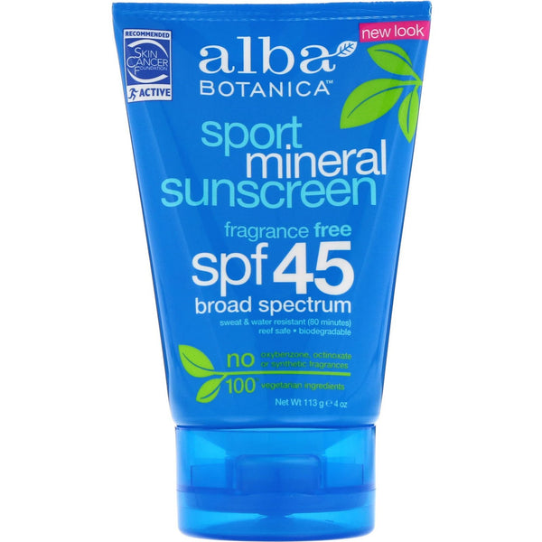 Alba Botanica, Sport Mineral Sunscreen, SPF 45, 4 oz (113 g) - The Supplement Shop