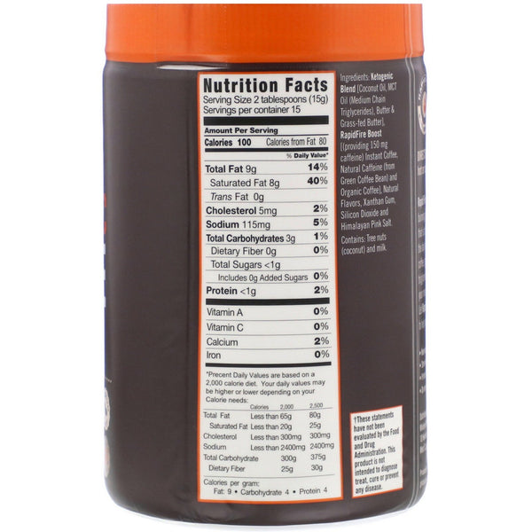 RAPIDFIRE, Ketogenic Coffee, Hazelnut Flavor, 7.93 oz (225 g) - The Supplement Shop