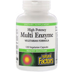 Natural Factors, High Potency, Multi Enzyme, 120 Vegetarian Capsules - The Supplement Shop