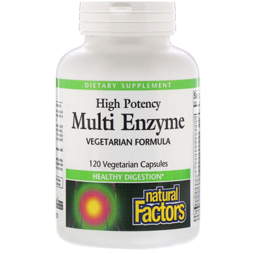 Natural Factors, High Potency, Multi Enzyme, 120 Vegetarian Capsules