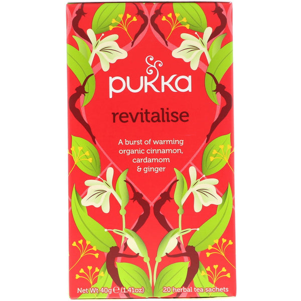Pukka Herbs, Revitalise, Organic Cinnamon, Cardamom, & Ginger Tea, 20 Tea Sachets, 1.41 oz (40 g) - The Supplement Shop