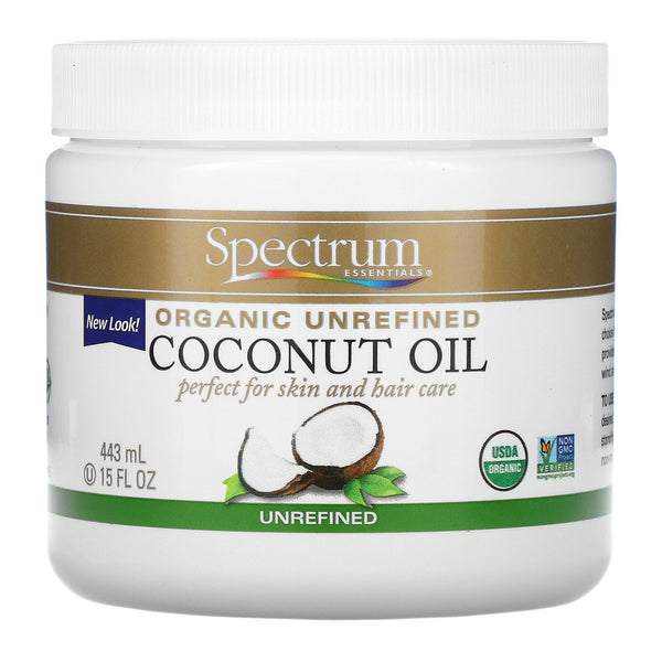 Spectrum Essentials, Organic Unrefined Coconut Oil, 15 fl oz (443 ml) - The Supplement Shop