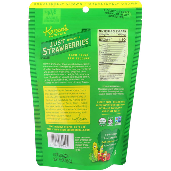 Karen's Naturals, Organic Just Strawberries, 1.2 oz (34 g) - The Supplement Shop