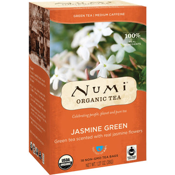 Numi Tea, Organic Tea, Green Tea, Jasmine Green, 18 Tea Bags, 1.27 oz (36 g)