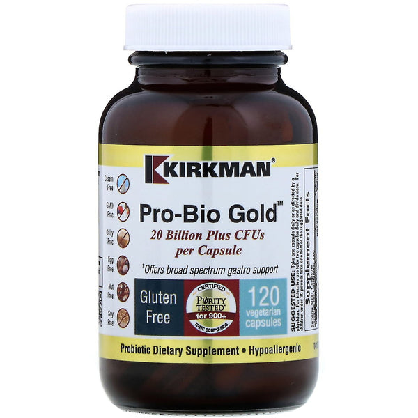 Kirkman Labs, Pro-Bio Gold, Hypoallergenic, 20 Billion Plus CFUs, 120 Vegetarian Capsules - The Supplement Shop