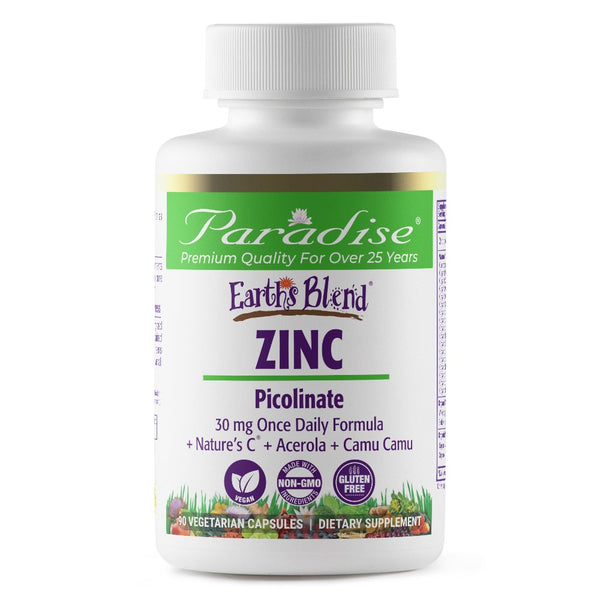 Paradise Herbs, Earth's Blend, Zinc, Picolinate, 90 Vegetarian Capsules - The Supplement Shop