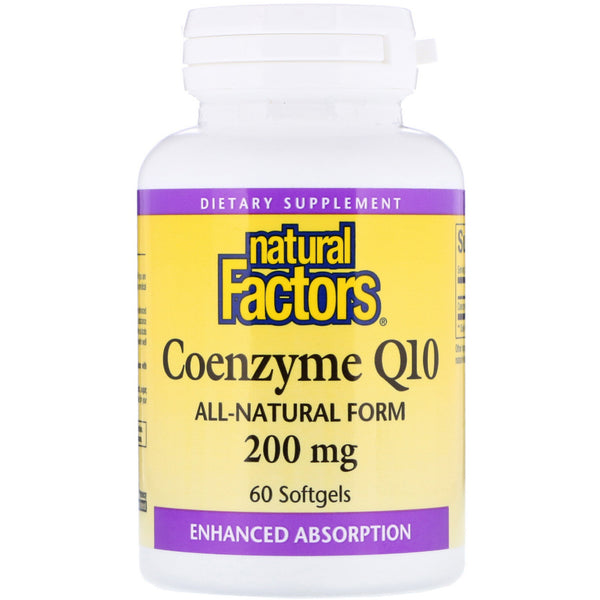 Natural Factors, Coenzyme Q10, 200 mg, 60 Softgels - The Supplement Shop