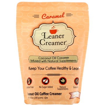 Leaner Creamer, Coconut Oil Coffee Creamer, Caramel, 9.87 oz (280 g)