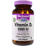 Bluebonnet Nutrition, Vitamin D3, 2,000 IU, 250 Softgels - The Supplement Shop