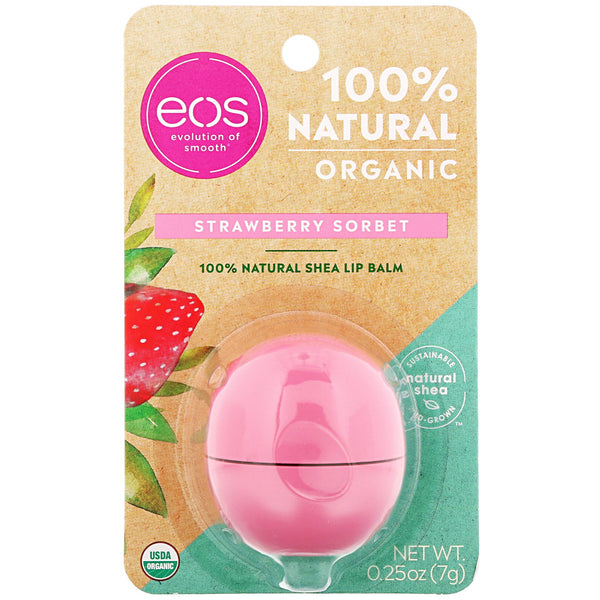 EOS, Lip Balm, Strawberry Sorbet, .25 oz (7 g) - The Supplement Shop