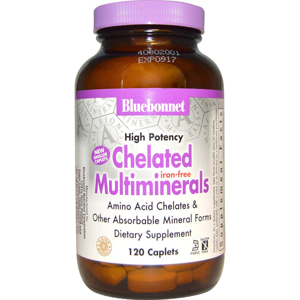 Bluebonnet Nutrition, Chelated Multiminerals, Iron Free, 120 Caplets - The Supplement Shop