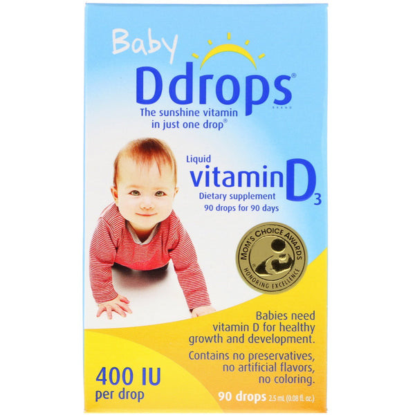 Ddrops, Baby, Liquid Vitamin D3, 400 IU, 90 Drops, 0.08 fl oz (2.5 ml) - The Supplement Shop